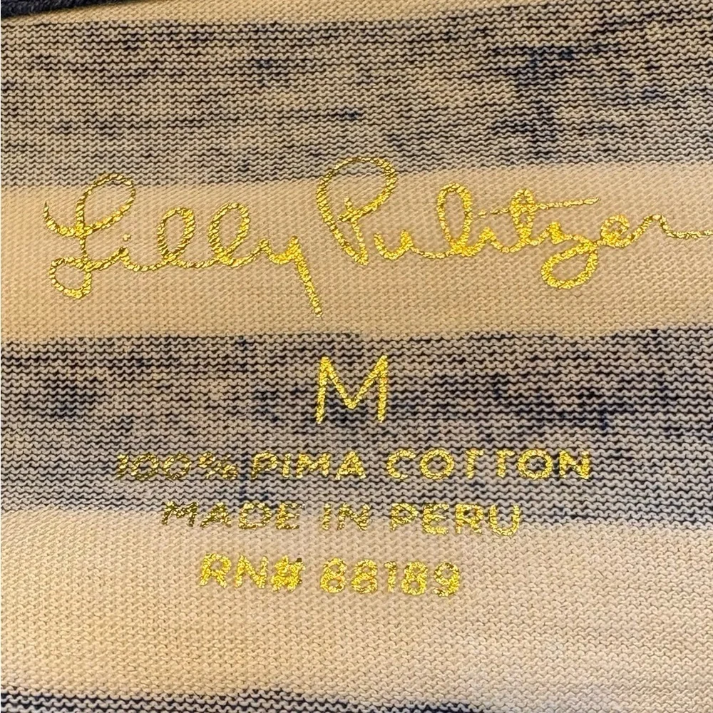 Lilly Pulitzer Navy White Striped Dress Pima Cotton Shift Nautical Chic M